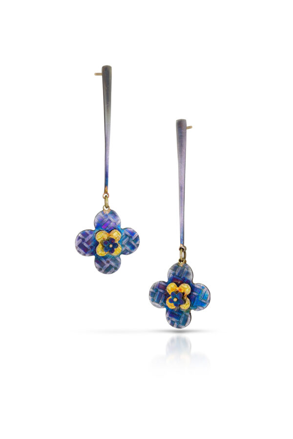 Tapered Drop Earrings with Quatrefoil Dangles