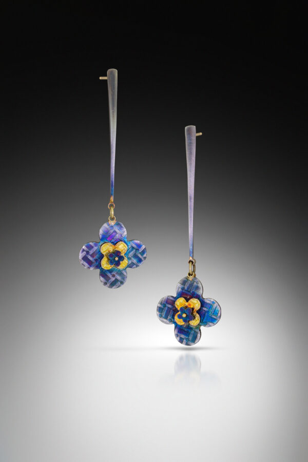 Tapered Drop Earrings with Quatrefoil Dangles - Image 2