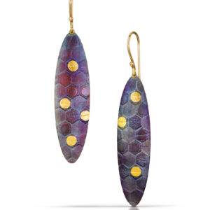 Long Oval Honeycomb Dangle Earrings