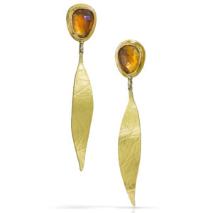 Citrine and Willow Leaf Drop Earrings