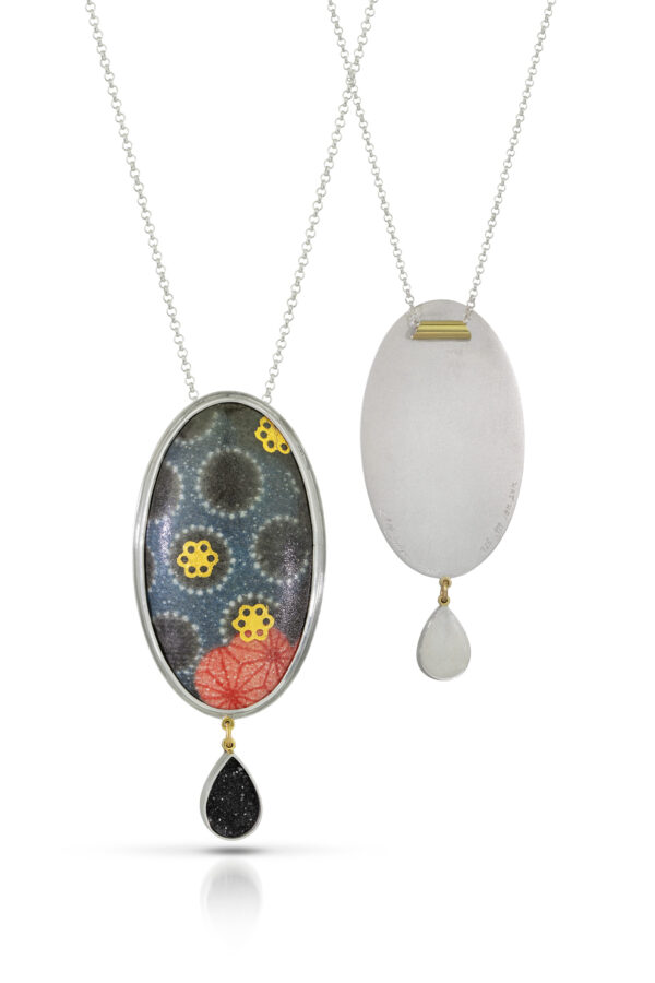 Kimono Enamel and Onyx Druzy Necklace - Image 4
