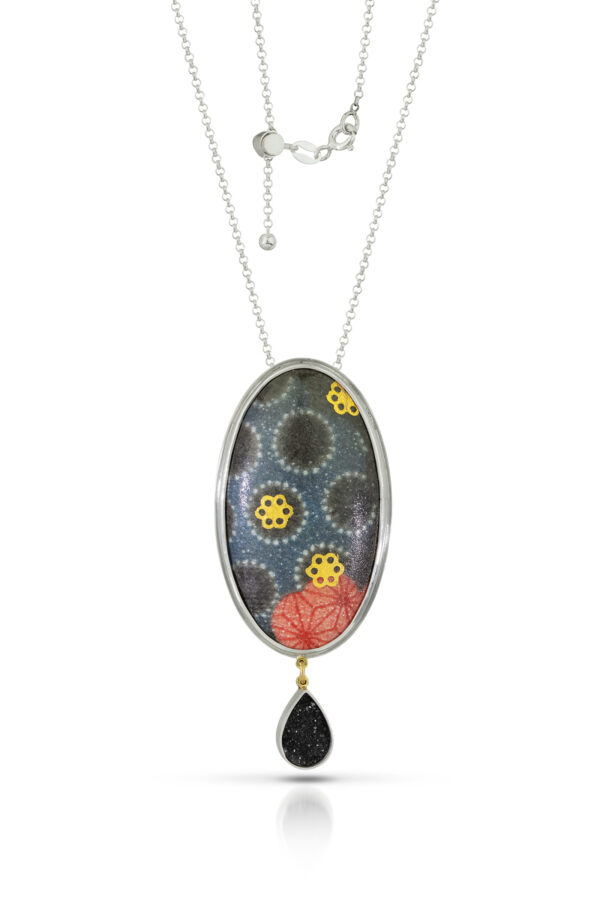 Kimono Enamel and Onyx Druzy Necklace - Image 5