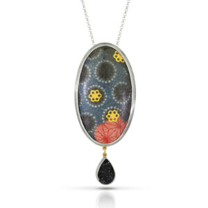Kimono Enamel and Onyx Druzy Necklace