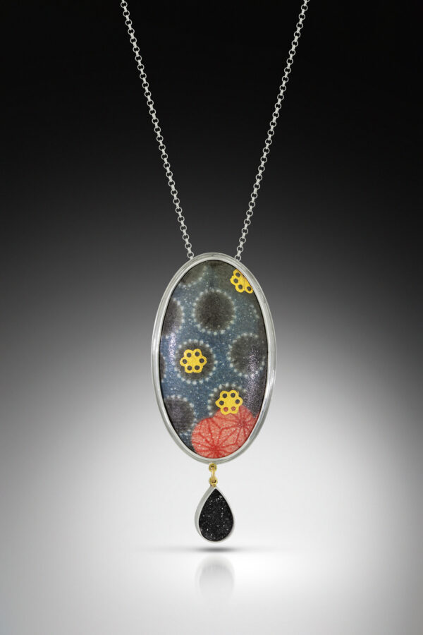 Kimono Enamel and Onyx Druzy Necklace - Image 2