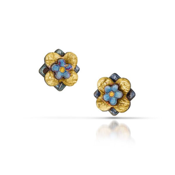 Petite Fleur Triple Stack Stud Earrings - Image 2