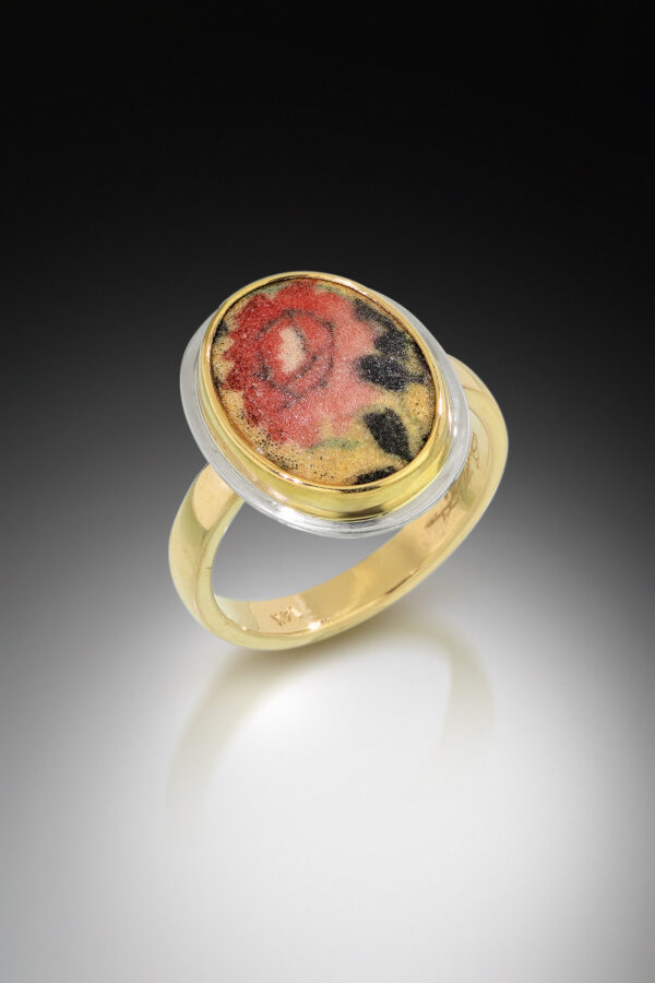 Kimono Enamel Rose Ring - Image 2