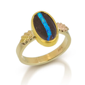 Boulder Opal and Oak Leaf Ring