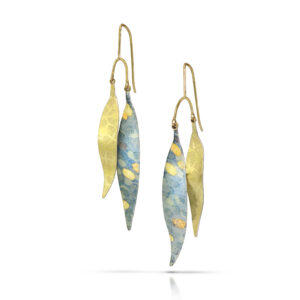 Enamel Double Willow Leaf Earrings